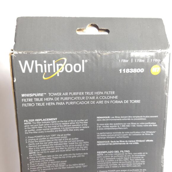 NIB Whirlpool WPT80 Tower HEPA Replacement Filter 1183800 H7 - Picture 3 of 4